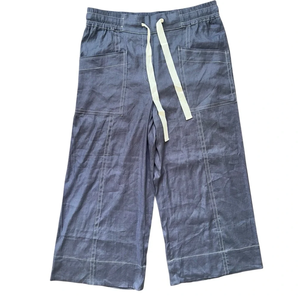 NEW Anthropologie Maeve Tie Waist Wide Leg Casual Breezy Linen Blend Pants XL - Picture 2 of 11